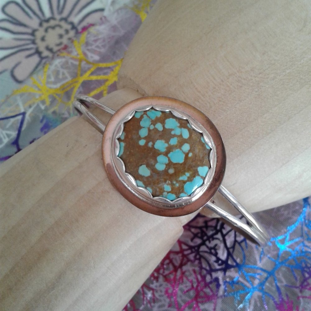 Cute Artisan Unique Turquoise Cuff Bracelet
